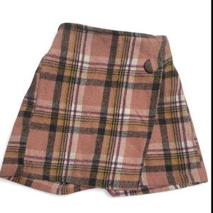 Toddler Girl Plaid Fleece Faux Wrap Skorts in Pink and Black
